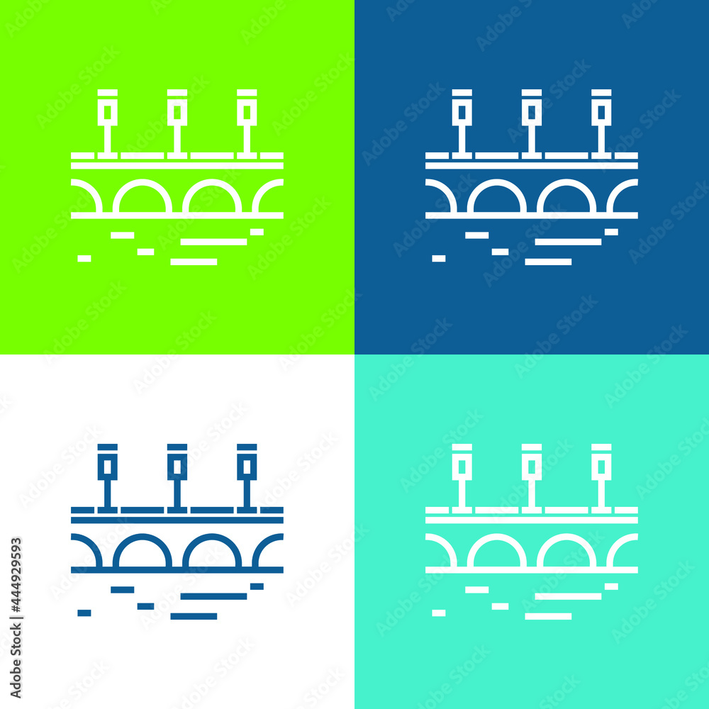 Bridge Flat four color minimal icon set Bridge Flat four color minimal icon set