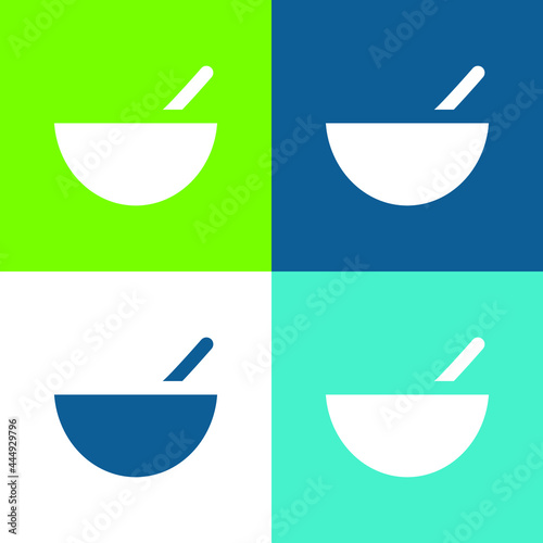 Bowl Flat four color minimal icon set