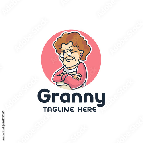 Angry Granny Character Logo