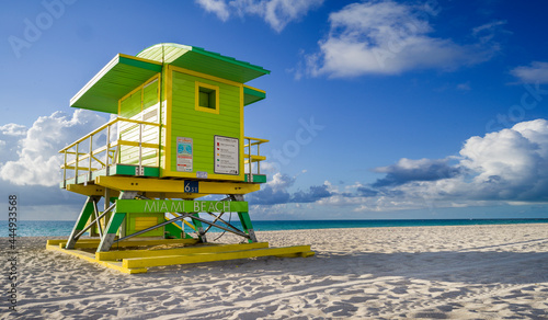Lifeguardhouse early Morning,.South Beach.Miami Beach, Date County.South Florida,USA © Earth Pixel LLC.