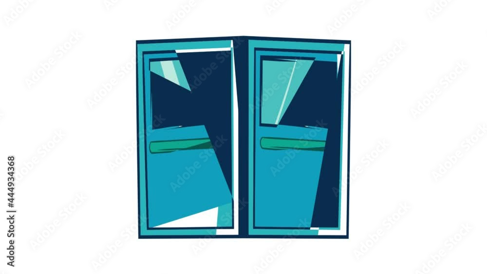 Blue double entrance doors icon animation cartoon best object isolated on white background