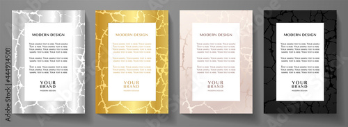 Modern black and gold frame design set (collection). Premium vector layout background with luxury line pattern for certificate, business catalog, brochure template, menu