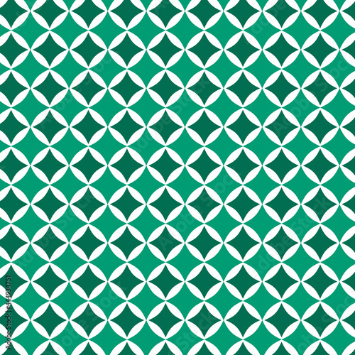 Green Monochromatic Geometric Shapes Seamless Pattern Background.Design for fabric,print,product,tiles,packaging,wallpaper,clothing,wrapping,home decoration.retro oriental style.Vector illustration 