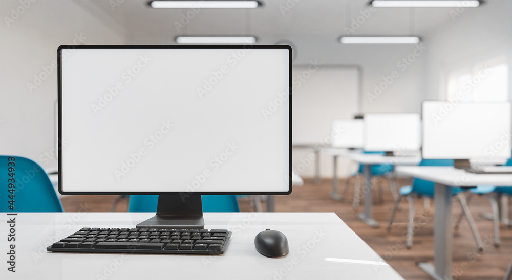 mockup of computer monitor in a classroom