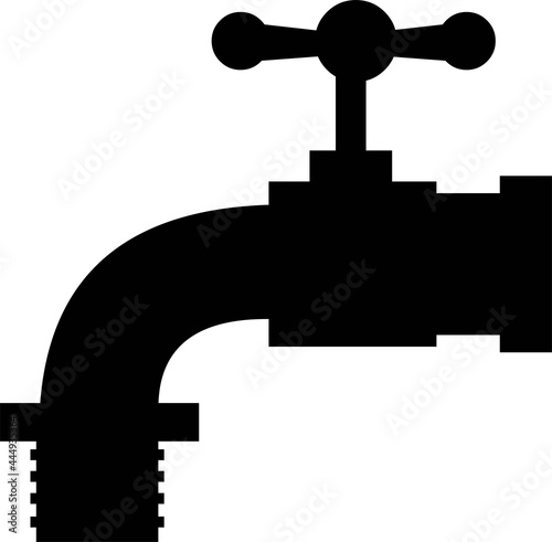 Vector illustration of black silhouette of the shape of a faucet