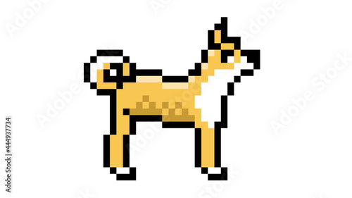 Pixel art dog. Side view