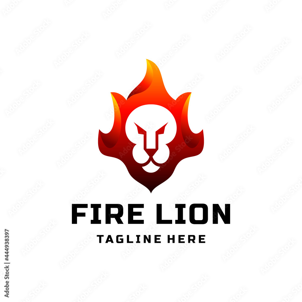 Double Meaning Logo Design Combination of Lion and Fire Double Meaning Logo Design Combination of Lion and Fire