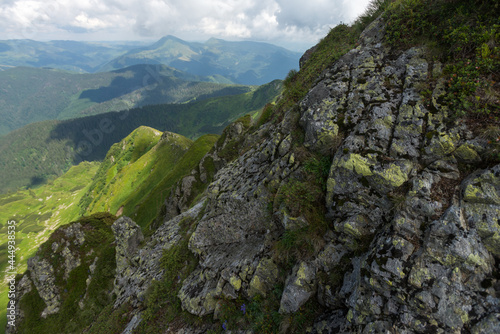 Rocks on top of mount Pip Ivan Marmarosky in Maramures Carpathian Mountains