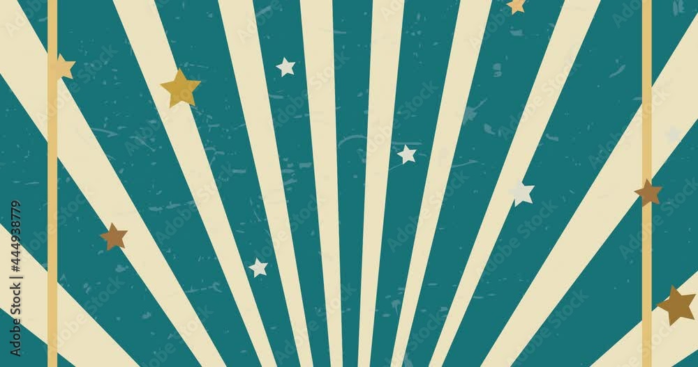 Animation of stripes and stars on blue backgroud