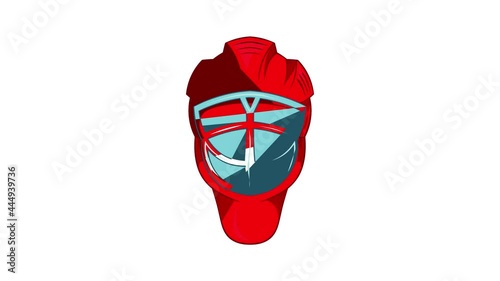 Red hockey helmet with cage icon animation cartoon best object isolated on white background photo