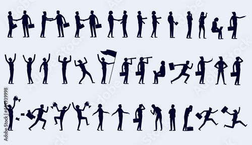 Silhouettes of business people - Businessmen and businesswomen in silhouette illustration, working and doing various poses. Corporate design elements concept, vector format