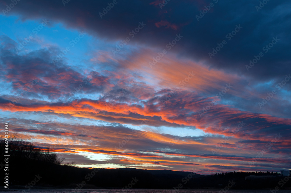 Colorful view of twilight sunrise evening sunset evening sky and beautiful clouds