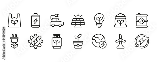 Sustainable energy icon set. Vector graphic illustration.