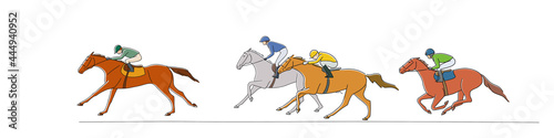 Horses and riders during a race, vector editable images © irinamaksimova