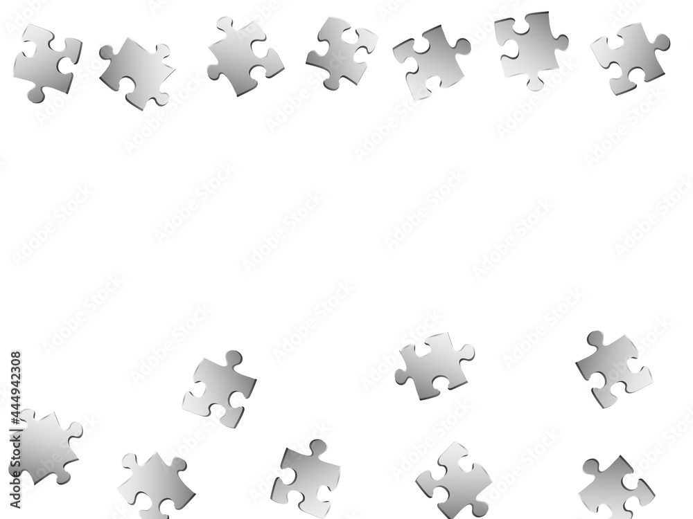 Naklejka premium Game enigma jigsaw puzzle metallic silver pieces