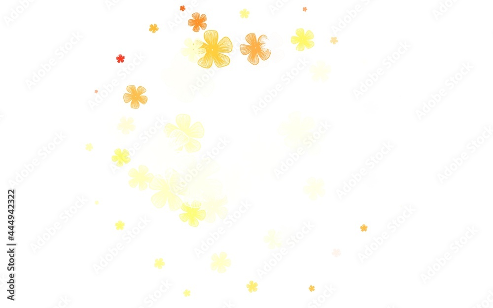 Light Red, Yellow vector doodle backdrop with flowers. Light Red, Yellow vector doodle backdrop with flowers.