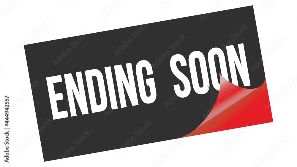 ENDING SOON text on black red sticker stamp. ENDING SOON text on black red sticker stamp.
