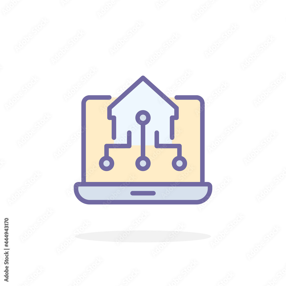 Home control icon in filled outline style. Home control icon in filled outline style.