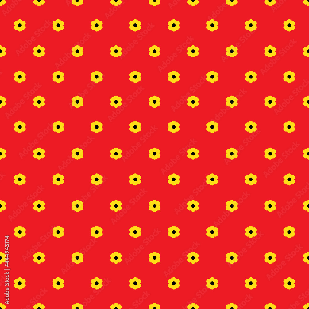 Yellow tiny flowers seamless pattern with red background vector. Suitable for decorating, wallpaper, wrapping paper, fabric and etc. Yellow tiny flowers seamless pattern with red background vector. Suitable for decorating, wallpaper, wrapping paper, fabric and etc.
