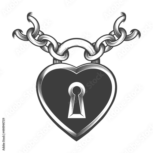 Heart Shaped Lock Chains Tattoo