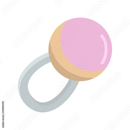 Pink baby rattle toy isolated vector illustration