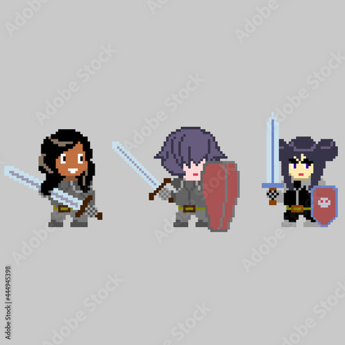 Set of pixel characters in art style