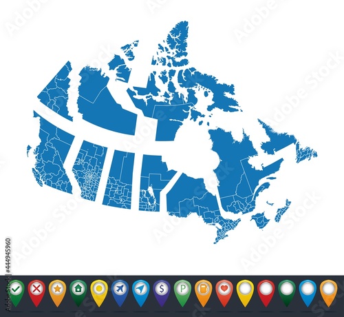Map of Canada with separate states