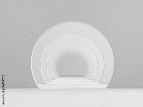 Fototapeta Naklejka Na Ścianę i Meble -  White acrhitecture circle arc rhythm background - 3d rendering