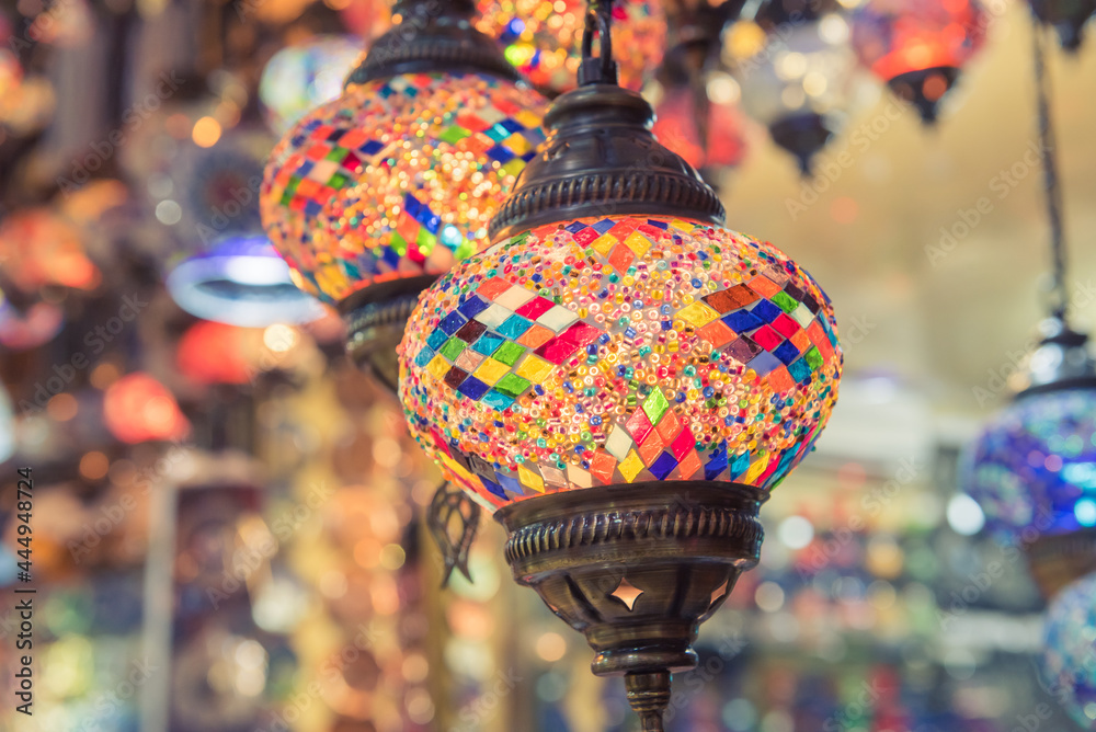 Vintage Turkish Lamps in Grand Bazaar Istanbul, Turkey