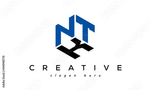 NTK three letters creative logo with hexagon photo