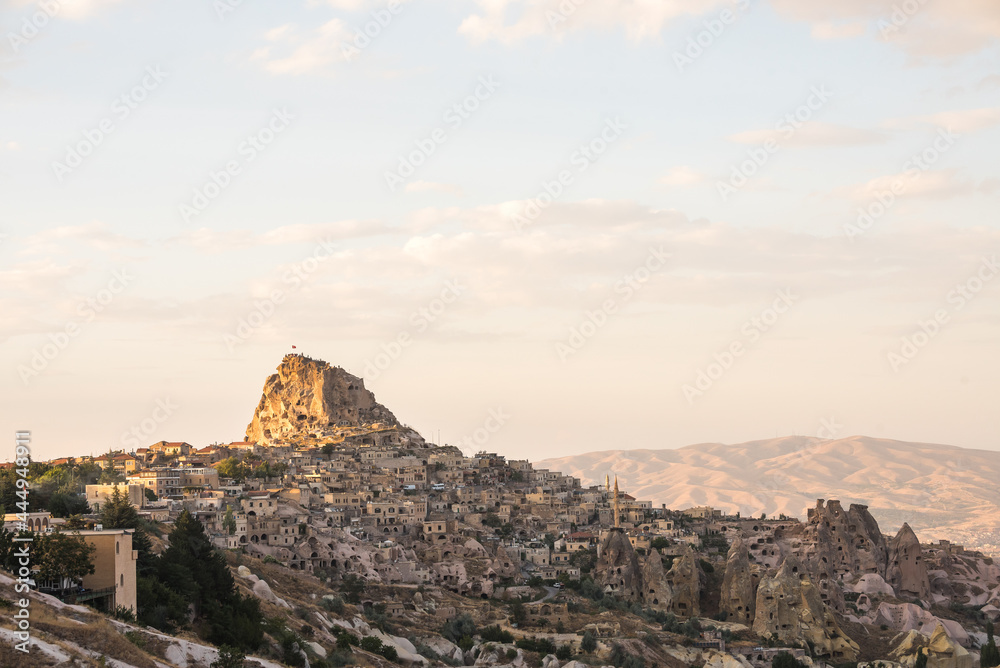 Turkish fortress Uchisar, landscape in Cappadocia, Turkey