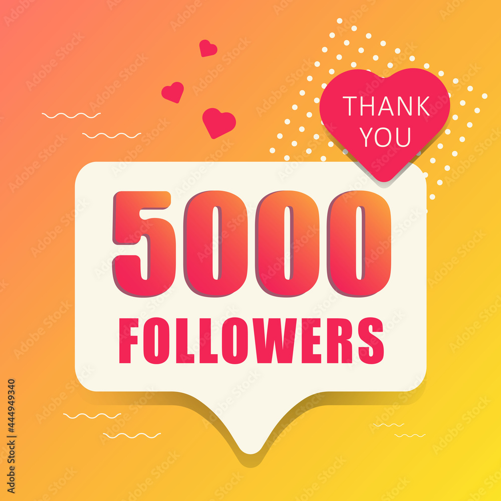 Thank you 5000 followers. Banner, button, poster for social networks. Vector illustration. Thank you 5000 followers. Banner, button, poster for social networks. Vector illustration.