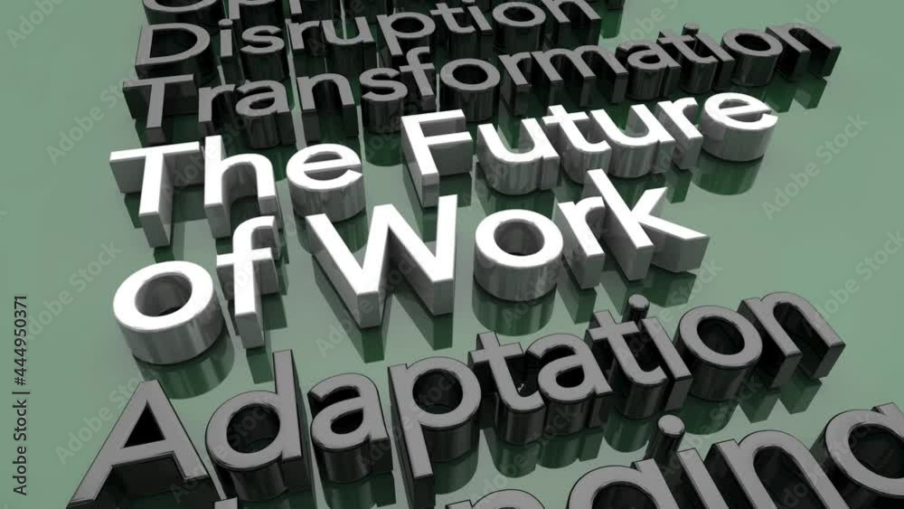 he Future of Work New Modern Jobs Employment Workforce Words 3d Animation he Future of Work New Modern Jobs Employment Workforce Words 3d Animation