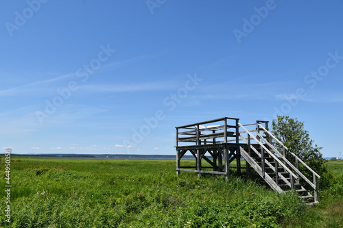 An observation tower at the national wildlife reserve, L'île-verte, Québec