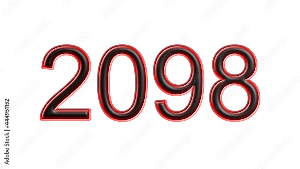 red 2098 number 3d effect white background red 2098 number 3d effect white background