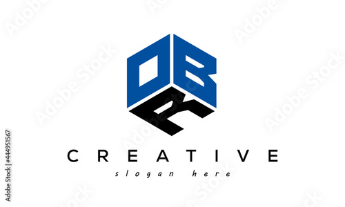 OBR three letters creative logo with hexagon