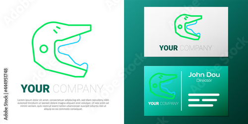 Line Motocross motorcycle helmet icon isolated on white background. Colorful outline concept. Vector