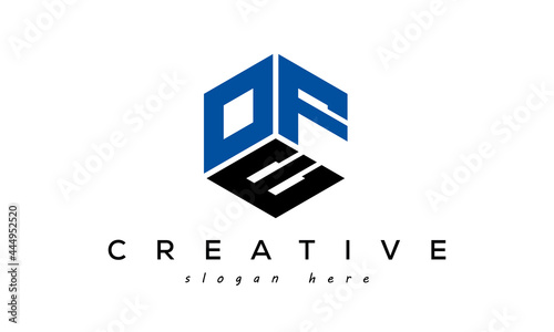 OFE three letters creative logo with hexagon