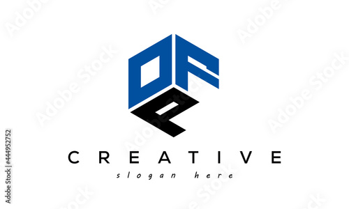 OFP three letters creative logo with hexagon photo