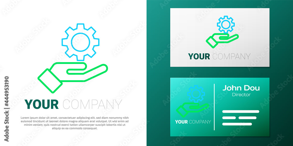 Line Settings in the hand icon isolated on white background. Colorful outline concept. Vector Line Settings in the hand icon isolated on white background. Colorful outline concept. Vector