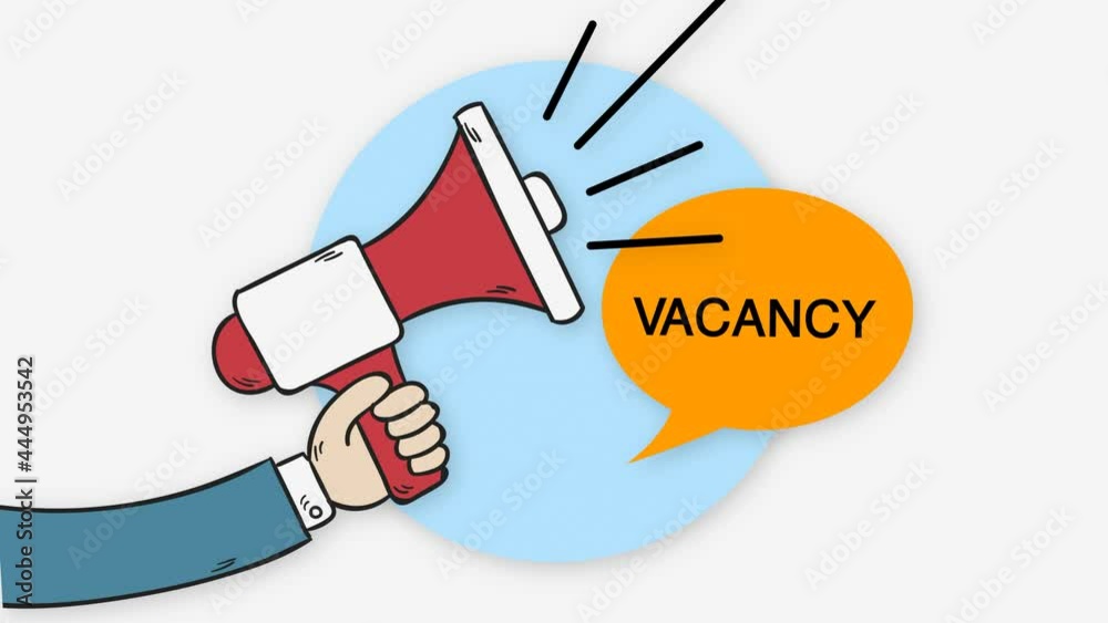 A hand with a loudspeaker informs about open vacancies A hand with a loudspeaker informs about open vacancies
