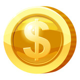 Gold Medal Coin Money symbol. Golden token for games, user interface asset element. Vector illustration