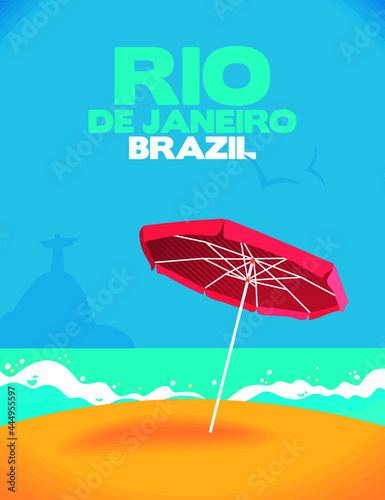 imagen de sombrilla en playa de Rio de Janeiro