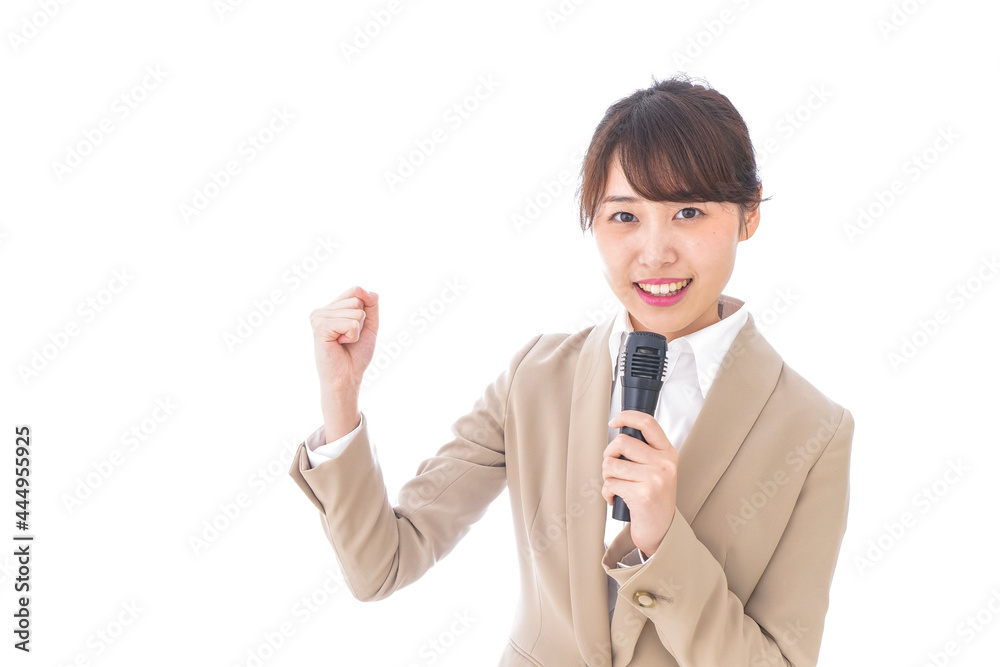 選挙演説をする女性 選挙演説をする女性
