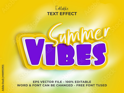 Summer vibes text effect style. Editable font text effect.