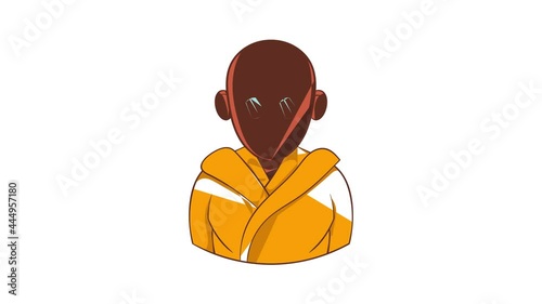 Indian monk in sunglasses icon animation cartoon best object isolated on white background photo