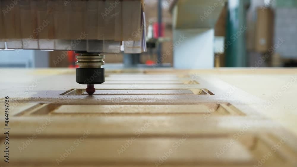 Milling woodworking lathe machine tool with CNC, furniture production.