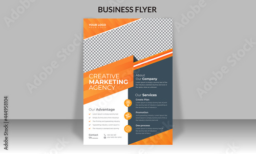 Corporate business flyer design and digital marketing agency brochure cover template with photo Free Vector photo