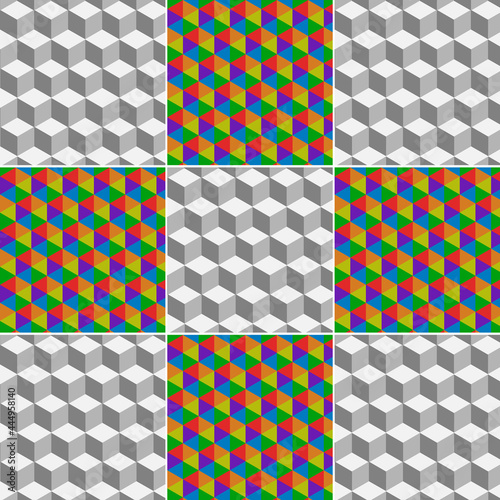 Background of geometric shapes. Vector example. 2 pics