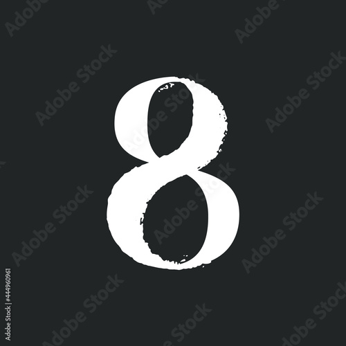 Number eight with dry brush stroke and serif.